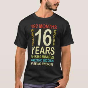 16th Birthday 16 Years Old Vintage Retro 192 Month T-Shirt