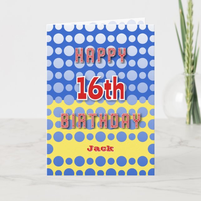 16th Birthday add name circles pattern Card (Front)
