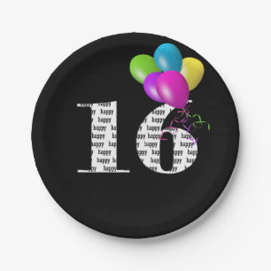 16th birthday balloon bouquet paper plate