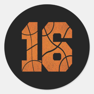 16th Birthday Basketball Boys Kids Classic Round Sticker