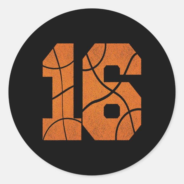 16th Birthday Basketball Boys Kids  Classic Round Sticker (Front)