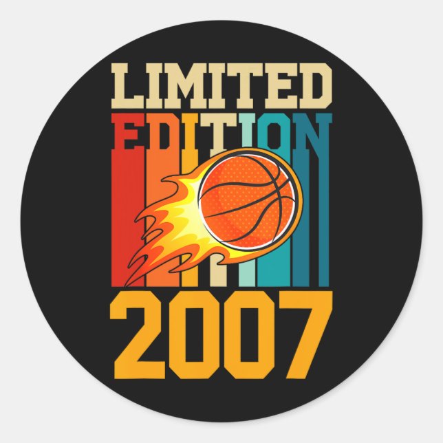 16th Birthday Basketball Limited Edition 2007 Fun  Classic Round Sticker (Front)