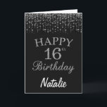 16th Birthday Black and Silver Glitter Card<br><div class="desc">16th Birthday Black and Silver Glitter Card with personalized name. For further customization,  please click the "Customize it" button and use our design tool to modify this template.</div>