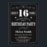 16th Birthday Black and White Chalkboard Invitation<br><div class="desc">16th Birthday Invitation Black and White Typography. Chalkboard. Black and White Background. Kids Birthday. Male Men or Women Birthday. Kids Boy or Girl Lady Teen Teenage Bday Invite. 13th 15th 16th 18th 20th 21st 30th 40th 50th 60th 70th 80th 90th 100th. Any Age. For further customisation, please click the "Customise...</div>