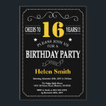 16th Birthday Black and Yellow Chalkboard Invitation<br><div class="desc">16th Birthday Invitation Black and Yellow Typography. Chalkboard. Black and White Background. Adult Birthday. Male Men or Women Birthday. Kids Boy or Girl Lady Teen Teenage Bday Invite. 13th 15th 16th 18th 20th 21st 30th 40th 50th 60th 70th 80th 90th 100th. Any Age. For further customisation, please click the "Customise...</div>