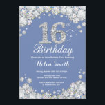 16th Birthday Blue and Silver Diamond Invitation<br><div class="desc">16th Birthday Invitation. Blue and Silver Rhinestone Diamond. Elegant Birthday Bash invite. Kids Birthday. Girl Birthday. Boy Birthday. For further customisation,  please click the "Customise it" button and use our design tool to modify this template.</div>
