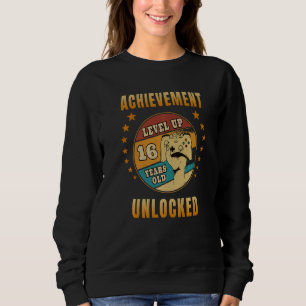 16th Birthday Boy 16 Years Old Gamer Level Up Vide Sweatshirt