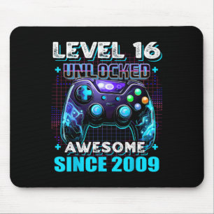 16th Birthday Boy Level 16 Gamer 16 Year Video Gam Mouse Pad