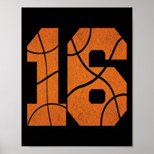 16th Birthday Bysketbyll Boys Kids Poster