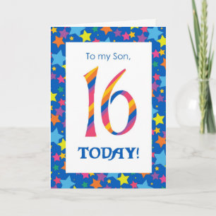16th Birthday Card for Son, Stripes and Stars