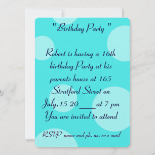 16th Birthday  Card Invitation