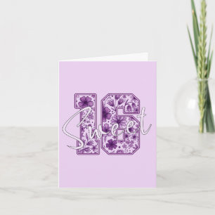 16th Birthday Card Sweet 16 - Purple Floral Number