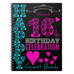 16th Birthday Celebration Personalised Guest Book