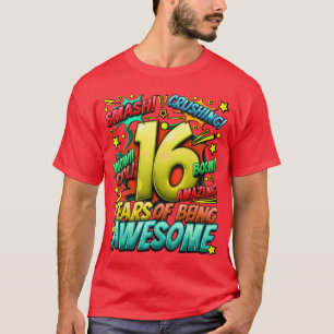 16th Birthday Comic Style Awesome Since 2007 16 Ye T-Shirt