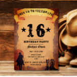 16th birthday cowboy old paper horse riding party invitation<br><div class="desc">16th birthday cowboy old paper horse riding party Invitation customisable  for the cowboy lover out there or anyone that loves nature horses and cowboys.</div>