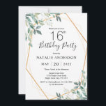 16th Birthday Elegant Eucalyptus Greenery and Gold Invitation<br><div class="desc">16th Birthday Elegant Eucalyptus Greenery and Gold Invitation. 1st 2nd 3rd 4th 5th 13th 15th 16th 18th 20th 21rd 30th 40th 50th 60th 70th 80th 90th 100th Any Age. For further customisation,  please click the "Customise it" button and use our design tool to modify this template.</div>