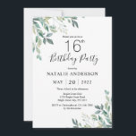 16th Birthday Elegant Green Eucalyptus Greenery Invitation<br><div class="desc">16th Birthday Elegant Green Eucalyptus Greenery and Gold Invitation. 1st 2nd 3rd 4th 5th 13th 15th 16th 18th 20th 21rd 30th 40th 50th 60th 70th 80th 90th 100th Any Age. For further customisation,  please click the "Customise it" button and use our design tool to modify this template.</div>