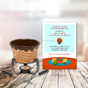 16th Birthday Fondue Dinner Party Invitations