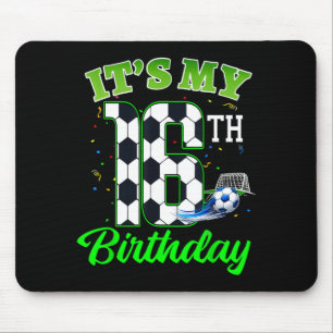 16th Birthday Football Boy Girl Kids Soccer Sports Mouse Pad