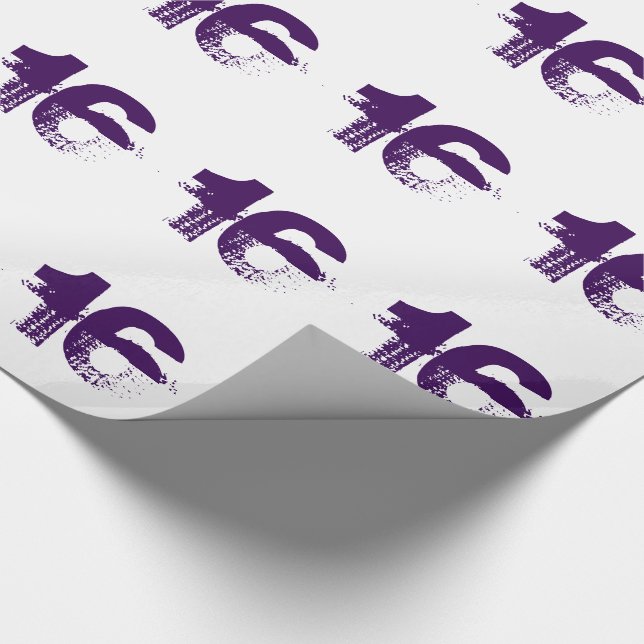 16th birthday for anyone, purple on white. wrapping paper (Corner)