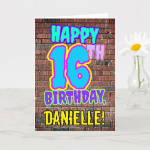 16th Birthday - Fun, Urban Graffiti Inspired Look Card