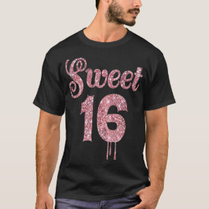 16th Birthday Gift Teen Sweet Siteen Rose Pink 16  T-Shirt