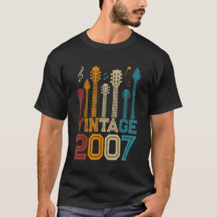 16th Birthday Gifts Vintage 2007 Tee Guitarist Gui
