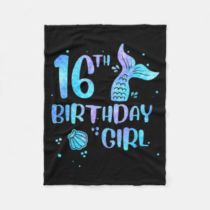 16th Birthday Girl Mermaid 16th Toddlers Back to Fleece Blanket
