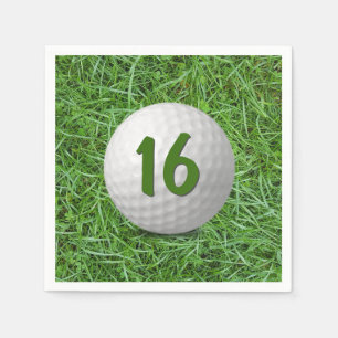 16th Birthday Golf Ball on Grass Napkin