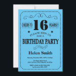 16th Birthday Invitation Black and Blue<br><div class="desc">16th Birthday Invitation Black and Blue Typography. Black and Blue Background. Kids Birthday. Male Men or Women Birthday. Kids Boy or Girl Lady Teen Teenage Bday Invite. 13th 15th 16th 18th 20th 21st 30th 40th 50th 60th 70th 80th 90th 100th. Any Age. For further customisation, please click the "Customise it"...</div>