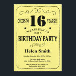 16th Birthday Invitation Black and Yellow<br><div class="desc">16th Birthday Invitation Black and Yellow Typography. Black and Yellow Background. Kids Birthday. Male Men or Women Birthday. Kids Boy or Girl Lady Teen Teenage Bday Invite. 13th 15th 16th 18th 20th 21st 30th 40th 50th 60th 70th 80th 90th 100th. Any Age. For further customisation, please click the "Customise it"...</div>