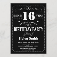 16th Birthday Invitation Chalkboard