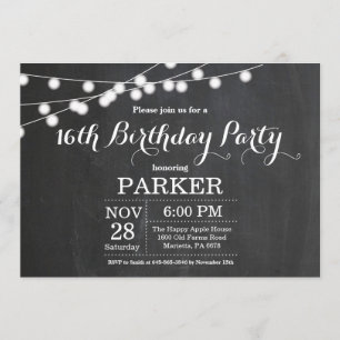 16th Birthday Invitation Chalkboard