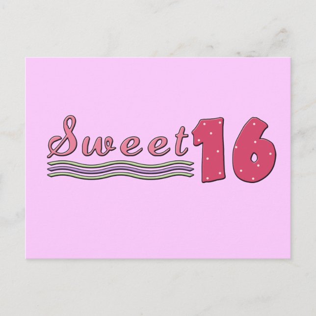 16th Birthday Invitation Postcard (Front)