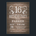 16th Birthday Invitation Rustic Wood Floral<br><div class="desc">16th Birthday Invitation Rustic Wood Floral Background. 13th 15th 16th 18th 20th 21st 30th 40th 50th 60th 70th 80th 90th 100th,  Any age. Adult Birthday. Woman or Man Male Birthday Party. For further customisation,  please click the "Customise it" button and use our design tool to modify this template.</div>