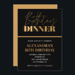 16th birthday invitations Birthday Dinner Black<br><div class="desc">16th birthday invitations Birthday Dinner Black Gold  elegant modern</div>