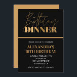 16th birthday invitations Birthday Dinner Black<br><div class="desc">16th birthday invitations Birthday Dinner Black Gold  elegant modern</div>