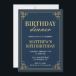 16th birthday invitations Birthday dinner Men navy<br><div class="desc">16th birthday invitations Birthday dinner Men elegant chic navy</div>
