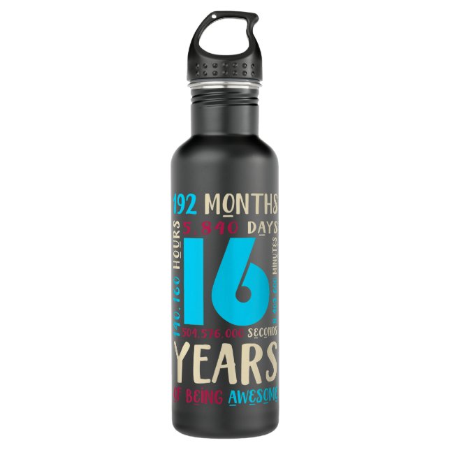 16th Birthday  Kids Gift 16 Year Old Boys Girls Si 710 Ml Water Bottle (Front)