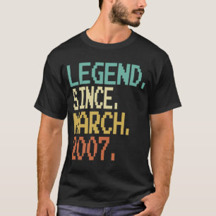 16th Birthday  Legend Since March 2007  16 Year Ol T-Shirt