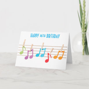 **16th BIRTHDAY** MUSICAL NOTES BIRTHDAY WISHES