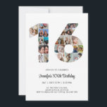 16th Birthday Number 16 Custom Photo Collage Invitation<br><div class="desc">Mark sixteen years of wonderful memories and adventures with this captivating 16th Birthday Number Photo Collage. This customisable template is the perfect blend of creativity and sentiment, allowing you to create a truly memorable gift for your loved one's special day. Capture the essence of incredible years in a single masterpiece...</div>