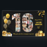 16th Birthday Number 16 Photo Collage Black Gold Banner<br><div class="desc">Make a big statement on their big day with this Custom Photo Collage Birthday Party Banner. Turn your favourite memories into a stunning visual celebration. Featuring a bold number-shaped photo collage, this design allows you to showcase a lifetime of highlights or the best moments from the past year. Whether it’s...</div>