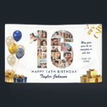 16th Birthday Number 16 Photo Collage White Gold Banner<br><div class="desc">Make a big statement on their big day with this Custom Photo Collage Birthday Party Banner. Turn your favourite memories into a stunning visual celebration. Featuring a bold number-shaped photo collage, this design allows you to showcase a lifetime of highlights or the best moments from the past year. Whether it’s...</div>
