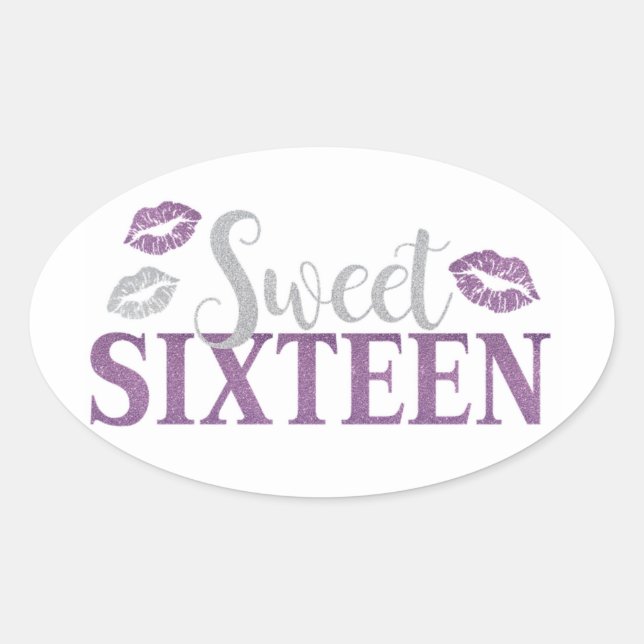16th Birthday Oval Sticker (Front)