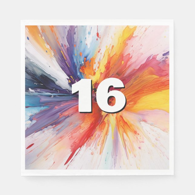 16th Birthday Paint Blast Napkins (Front)