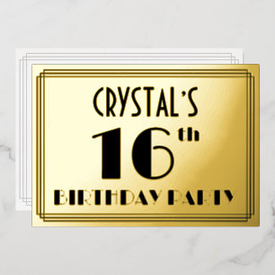16th Birthday Party — Art Deco Look “16” + Name
