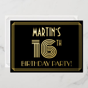 16th Birthday Party — Art Deco Style “16” + Name