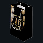 16th Birthday Party Black and Gold Balloons Small Gift Bag<br><div class="desc">16th Birthday Party Black and Gold Balloons and Confetti Gift Bag. For further customisation,  please click the "Customise it" button and use our design tool to modify this template.</div>