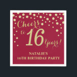 16th Birthday Party Burgundy Red and Gold Diamond Napkin<br><div class="desc">16th Birthday Party Invitation with Burgundy Red and Gold Glitter Diamond Background. Gold Confetti. Kids Birthday. Boy or Girl Birthday. For further customisation,  please click the "Customise it" button and use our design tool to modify this template.</div>